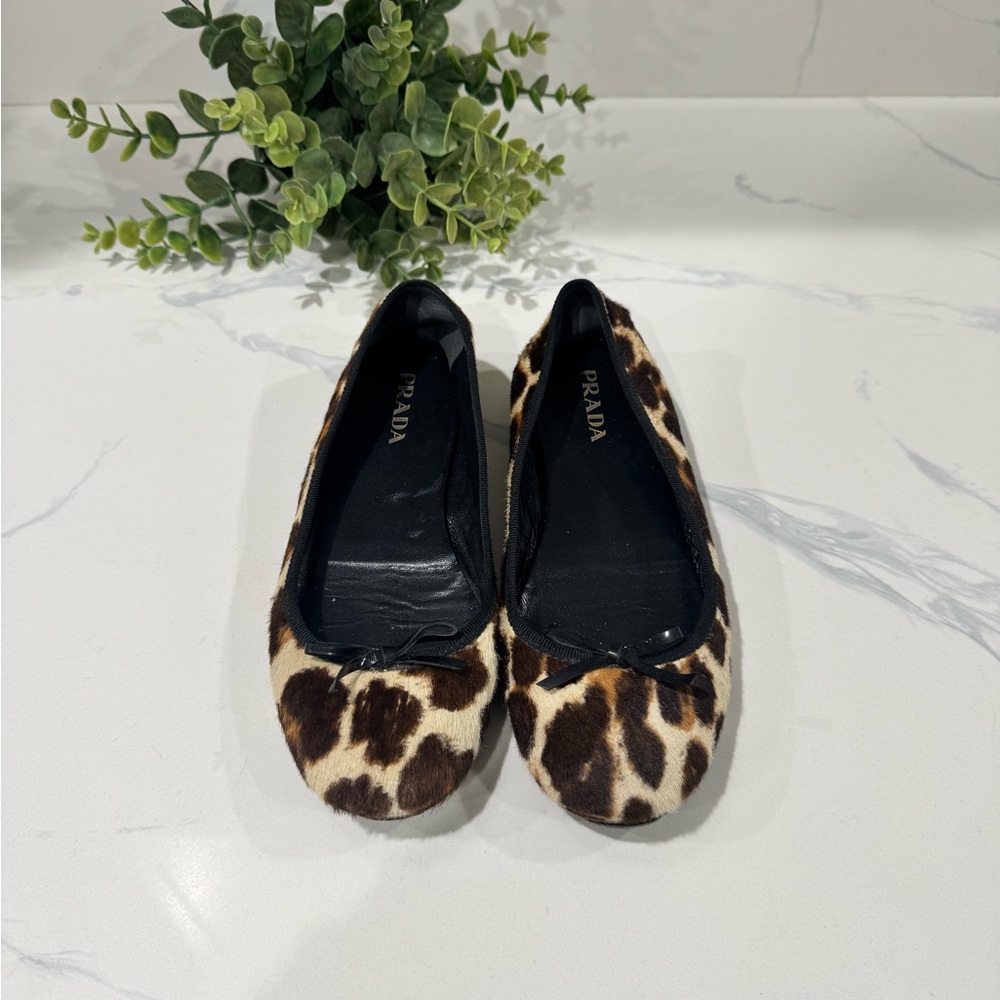 SOLD-Authentic Prada Leopard Print Fur Women's Ballerina Flats